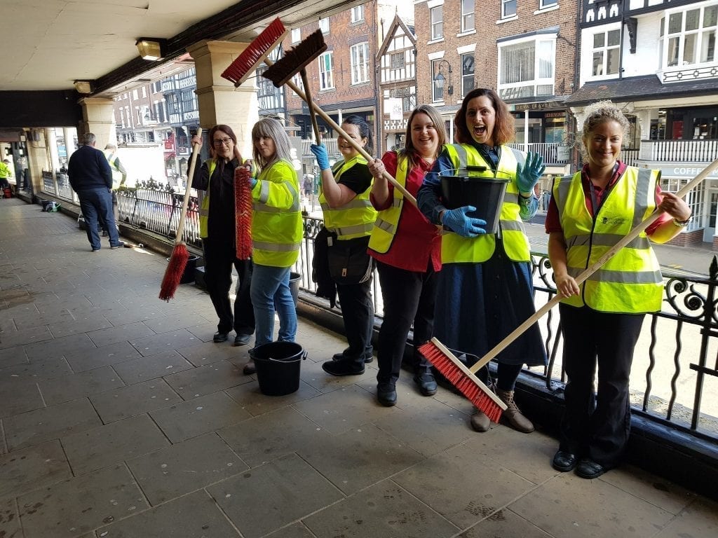 Spring Clean Volunteers from businesses such as Marks Spencer Wilko McDonalds and Tesco